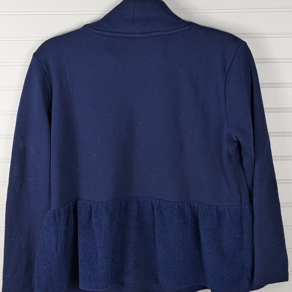 NWT Crown & Ivy Navy Blue Peplum PS Long Sleeve Sweatshirt Turtleneck - Picture 2 of 8